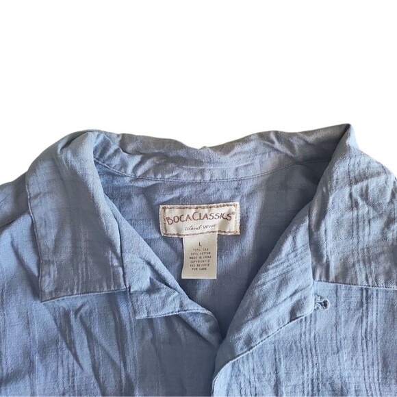 Boca Classics Island Wear Silk Cotton Camp Button Front Shirt Sz L Coastal Chic - Picture 4 of 14